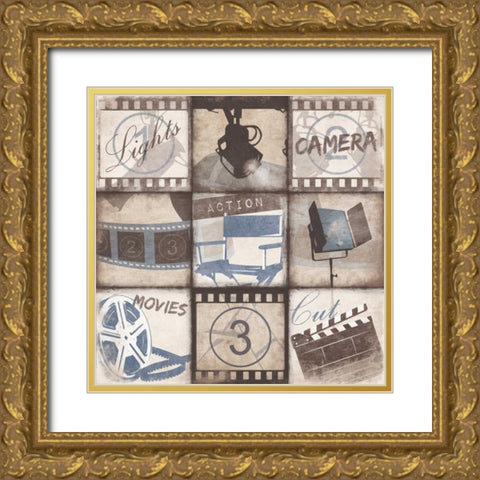 Cinema 9patch Gold Ornate Wood Framed Art Print with Double Matting by Grey, Jace