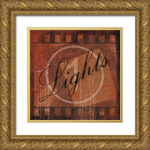 Cinema red Gold Ornate Wood Framed Art Print with Double Matting by Grey, Jace