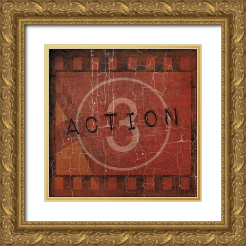 Cinema red Gold Ornate Wood Framed Art Print with Double Matting by Grey, Jace