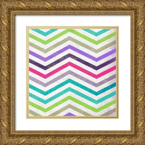 Glow ZigZag Gold Ornate Wood Framed Art Print with Double Matting by Grey, Jace