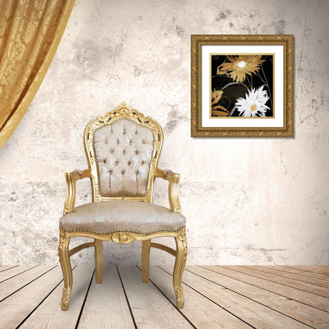 Gold Florals 2 Gold Ornate Wood Framed Art Print with Double Matting by Grey, Jace