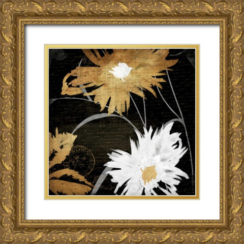 Gold Florals 2 Gold Ornate Wood Framed Art Print with Double Matting by Grey, Jace