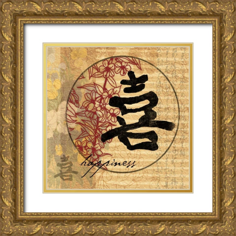 Happiness Gold Ornate Wood Framed Art Print with Double Matting by Grey, Jace