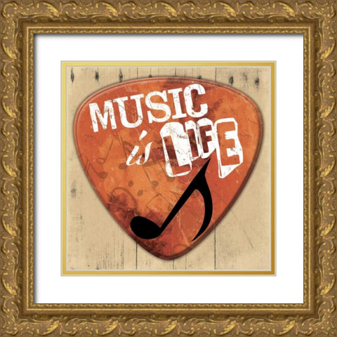 Music Is Life Gold Ornate Wood Framed Art Print with Double Matting by Grey, Jace