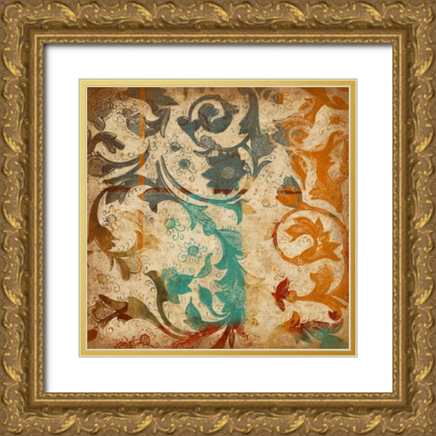 Abstract Florals Gold Ornate Wood Framed Art Print with Double Matting by Grey, Jace