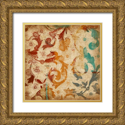 Abstract Florals Mate Gold Ornate Wood Framed Art Print with Double Matting by Grey, Jace