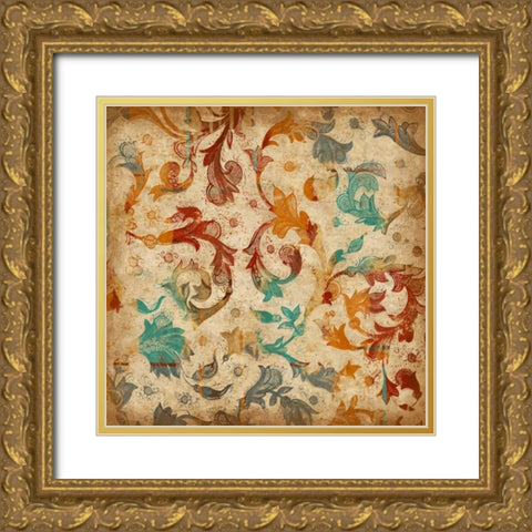Abstract Florals 2 Mate Gold Ornate Wood Framed Art Print with Double Matting by Grey, Jace