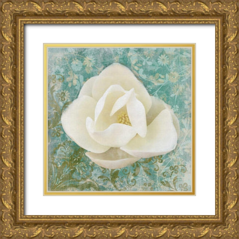 Wimsy Floral Gold Ornate Wood Framed Art Print with Double Matting by Grey, Jace