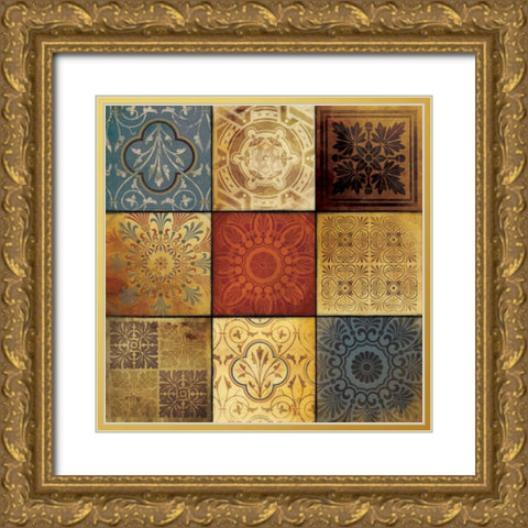 9 Patch Pattern Gold Ornate Wood Framed Art Print with Double Matting by Grey, Jace