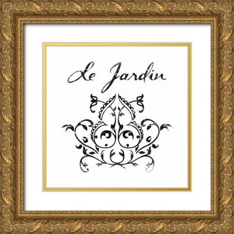 Le Jardin 1 Gold Ornate Wood Framed Art Print with Double Matting by Grey, Jace