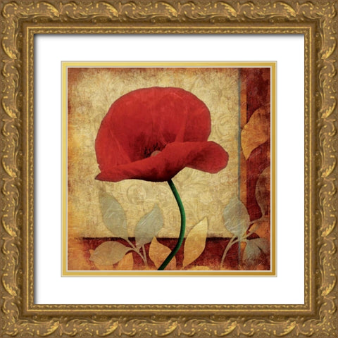 Poppies Patch Bright Gold Ornate Wood Framed Art Print with Double Matting by Grey, Jace