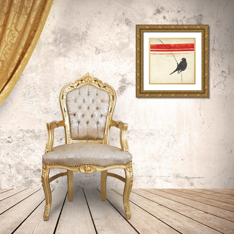 Simple Bird Gold Ornate Wood Framed Art Print with Double Matting by Grey, Jace