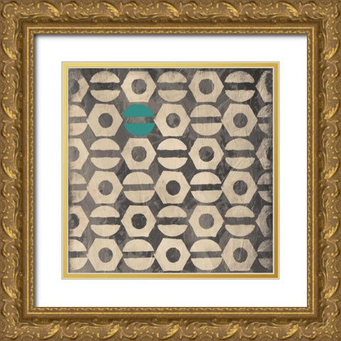 Teal Screw Gold Ornate Wood Framed Art Print with Double Matting by Grey, Jace