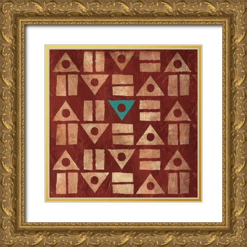 Teal Triangle Gold Ornate Wood Framed Art Print with Double Matting by Grey, Jace