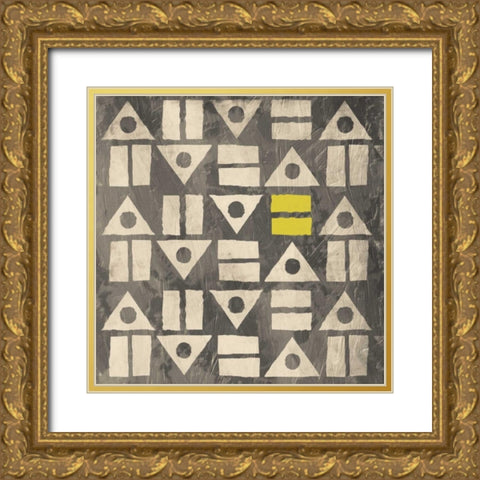 Pattern MateYellow Gray Gold Ornate Wood Framed Art Print with Double Matting by Grey, Jace