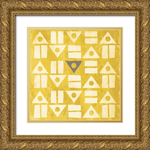 Pattern mate gray yellow Gold Ornate Wood Framed Art Print with Double Matting by Grey, Jace
