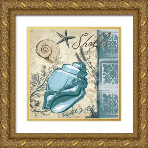 Conch Waves Gold Ornate Wood Framed Art Print with Double Matting by Grey, Jace