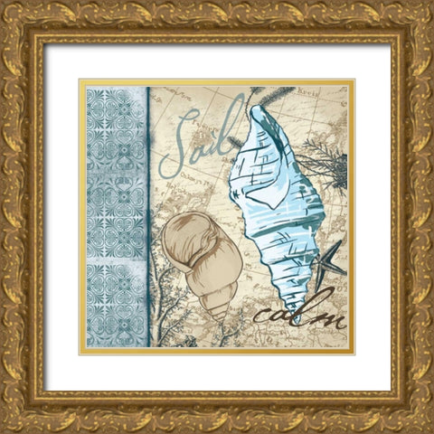 Calm Shell Gold Ornate Wood Framed Art Print with Double Matting by Grey, Jace