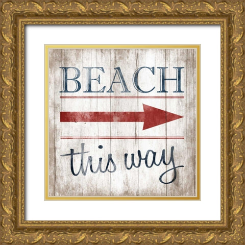 Beach Gold Ornate Wood Framed Art Print with Double Matting by Grey, Jace