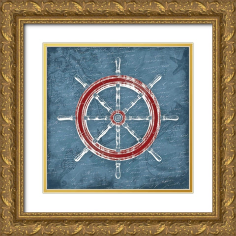 Steering Wheel Gold Ornate Wood Framed Art Print with Double Matting by Grey, Jace