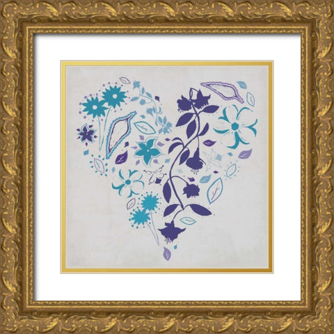 Floral romance Gold Ornate Wood Framed Art Print with Double Matting by Grey, Jace