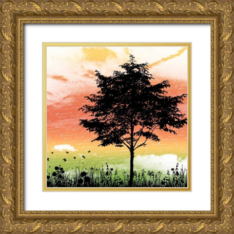Silo tree Gold Ornate Wood Framed Art Print with Double Matting by Grey, Jace