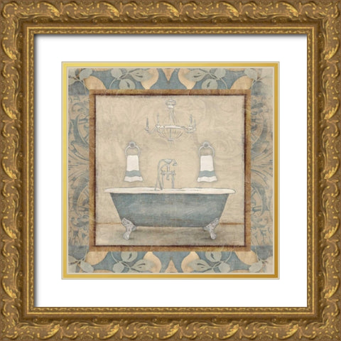 bath floral pattern Gold Ornate Wood Framed Art Print with Double Matting by Grey, Jace