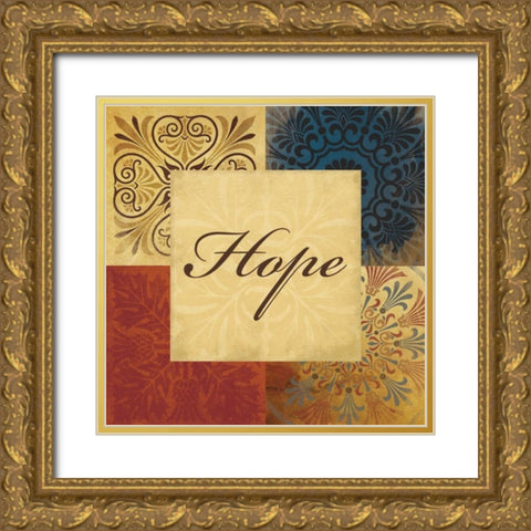 Hope 4 patch Gold Ornate Wood Framed Art Print with Double Matting by Grey, Jace