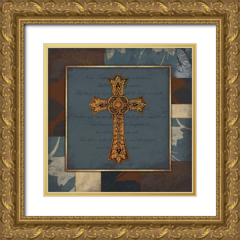 Cross our father Gold Ornate Wood Framed Art Print with Double Matting by Grey, Jace