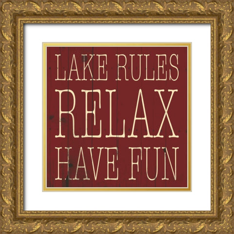 Lake Rule Relax Gold Ornate Wood Framed Art Print with Double Matting by Grey, Jace