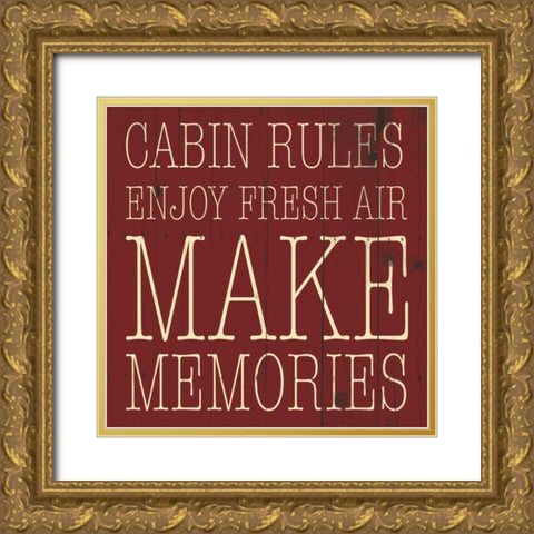 Cabin Rules Enjoy Gold Ornate Wood Framed Art Print with Double Matting by Grey, Jace