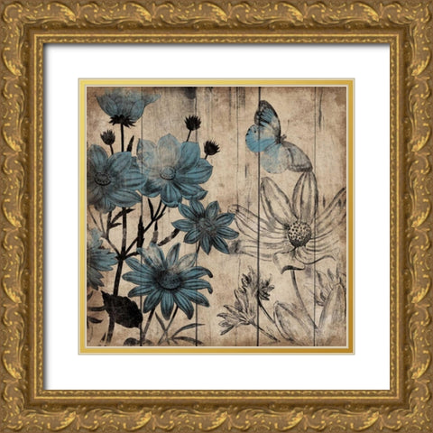 Wood Floral Small 3 Gold Ornate Wood Framed Art Print with Double Matting by Grey, Jace