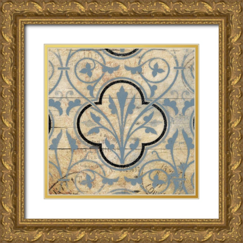 Blue Pattern 2 Gold Ornate Wood Framed Art Print with Double Matting by Grey, Jace