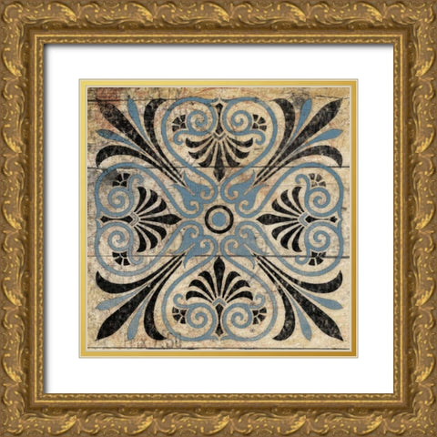 Blue Pattern 5 Gold Ornate Wood Framed Art Print with Double Matting by Grey, Jace