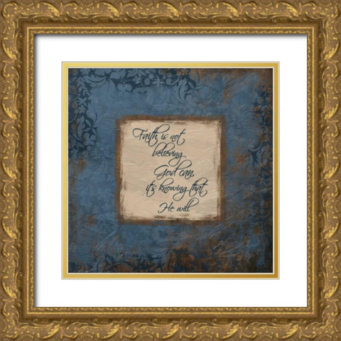 Faith Blue Gold Ornate Wood Framed Art Print with Double Matting by Grey, Jace