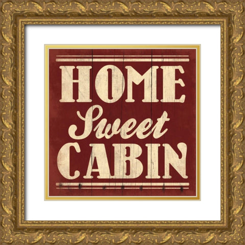 Home Sweet Cabin Beige Gold Ornate Wood Framed Art Print with Double Matting by Grey, Jace