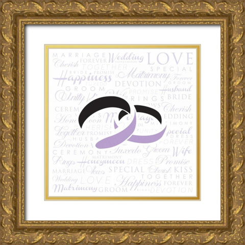 Wedding Rings Gold Ornate Wood Framed Art Print with Double Matting by Grey, Jace