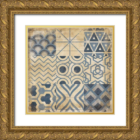 Geo Patch 2 Gold Ornate Wood Framed Art Print with Double Matting by Grey, Jace