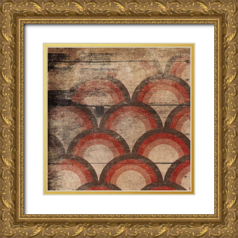Red Geo 1 Gold Ornate Wood Framed Art Print with Double Matting by Grey, Jace