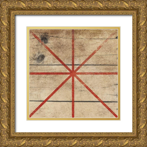 Red Geo 2 Gold Ornate Wood Framed Art Print with Double Matting by Grey, Jace