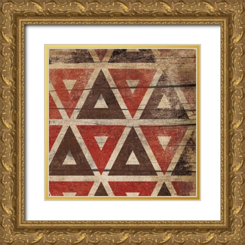 Red Geo 3 Gold Ornate Wood Framed Art Print with Double Matting by Grey, Jace