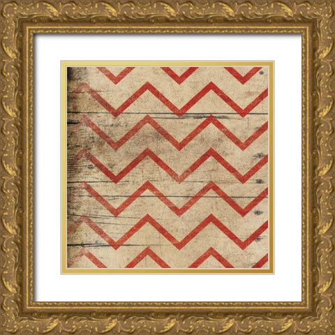 Red Geo 4 Gold Ornate Wood Framed Art Print with Double Matting by Grey, Jace