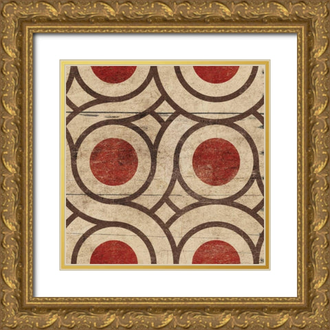 Red Geo 5 Gold Ornate Wood Framed Art Print with Double Matting by Grey, Jace