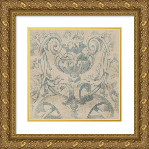 Blue Pattern Gold Ornate Wood Framed Art Print with Double Matting by Grey, Jace