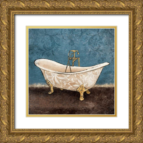 Floral Bath 1 Gold Ornate Wood Framed Art Print with Double Matting by Grey, Jace