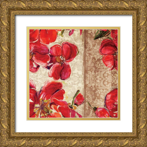 Red Floral 2 Gold Ornate Wood Framed Art Print with Double Matting by Grey, Jace