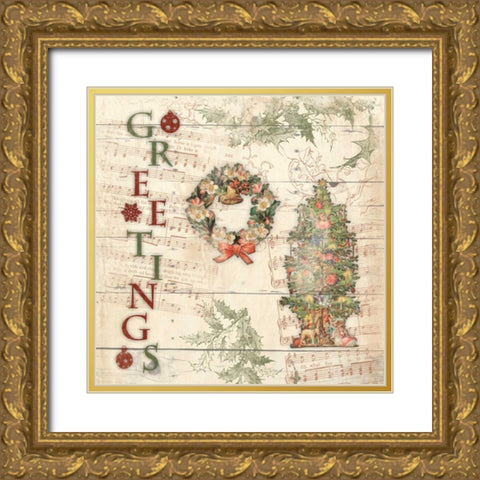 Greetings Gold Ornate Wood Framed Art Print with Double Matting by Grey, Jace