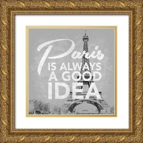 Paris Grey Gold Ornate Wood Framed Art Print with Double Matting by Grey, Jace
