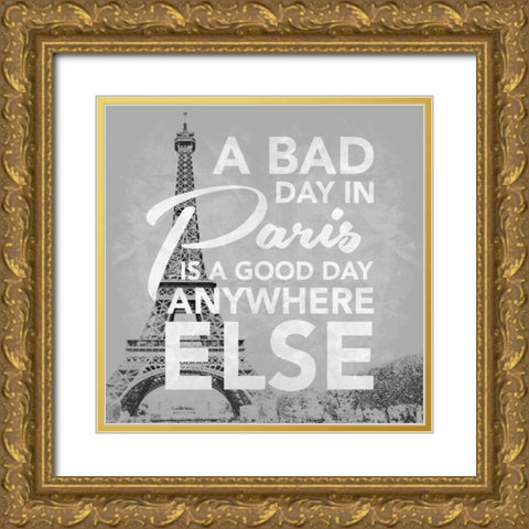 Paris Mate Grey Gold Ornate Wood Framed Art Print with Double Matting by Grey, Jace