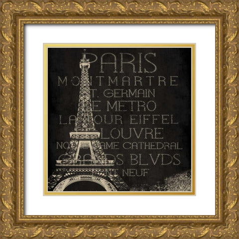 Paris Type Gold Ornate Wood Framed Art Print with Double Matting by Grey, Jace